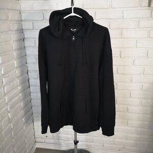 George Men's Size Large Black Fleece Lined Full Zip Hoodie